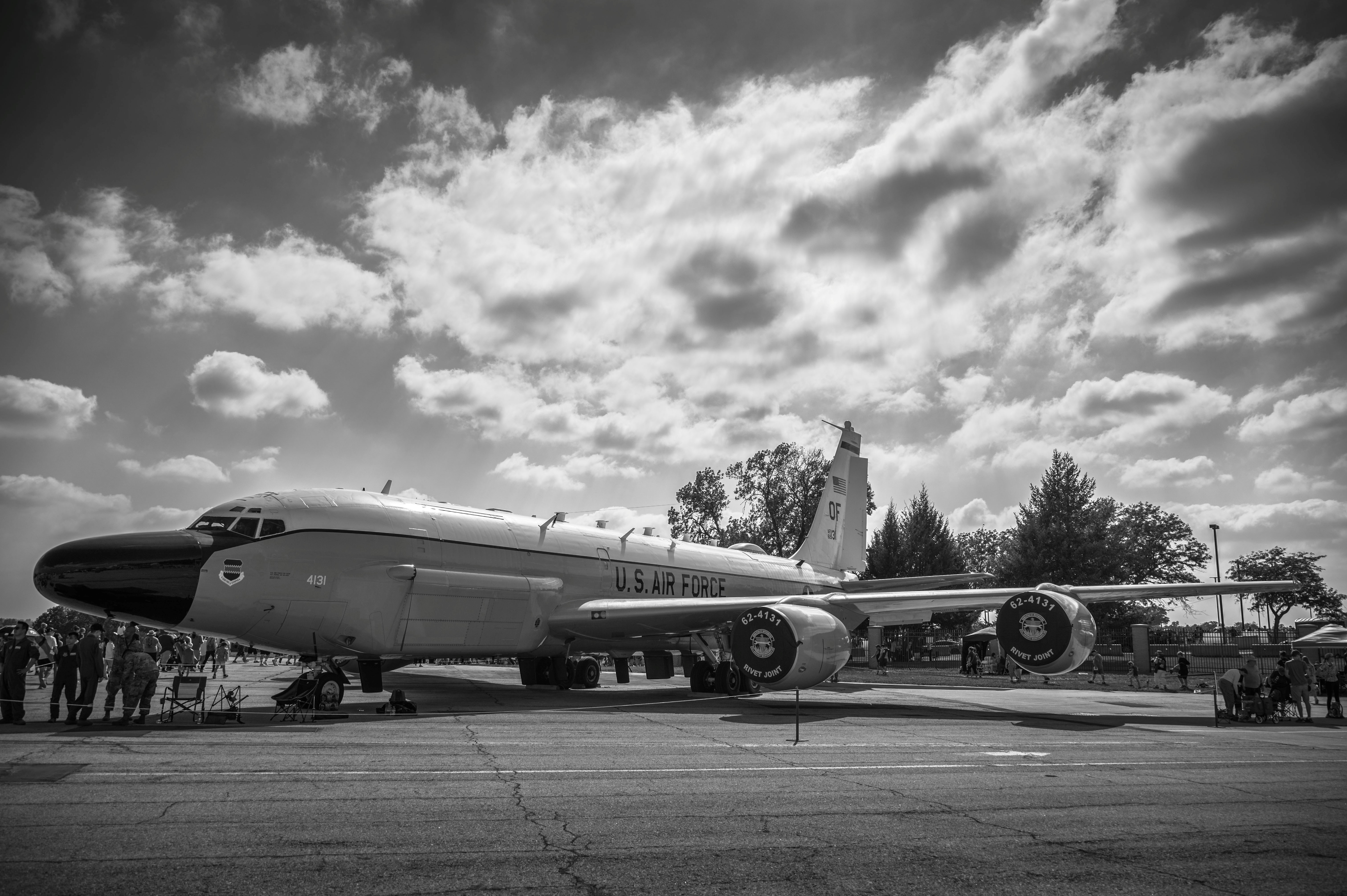 Military aircraft on display during an air show